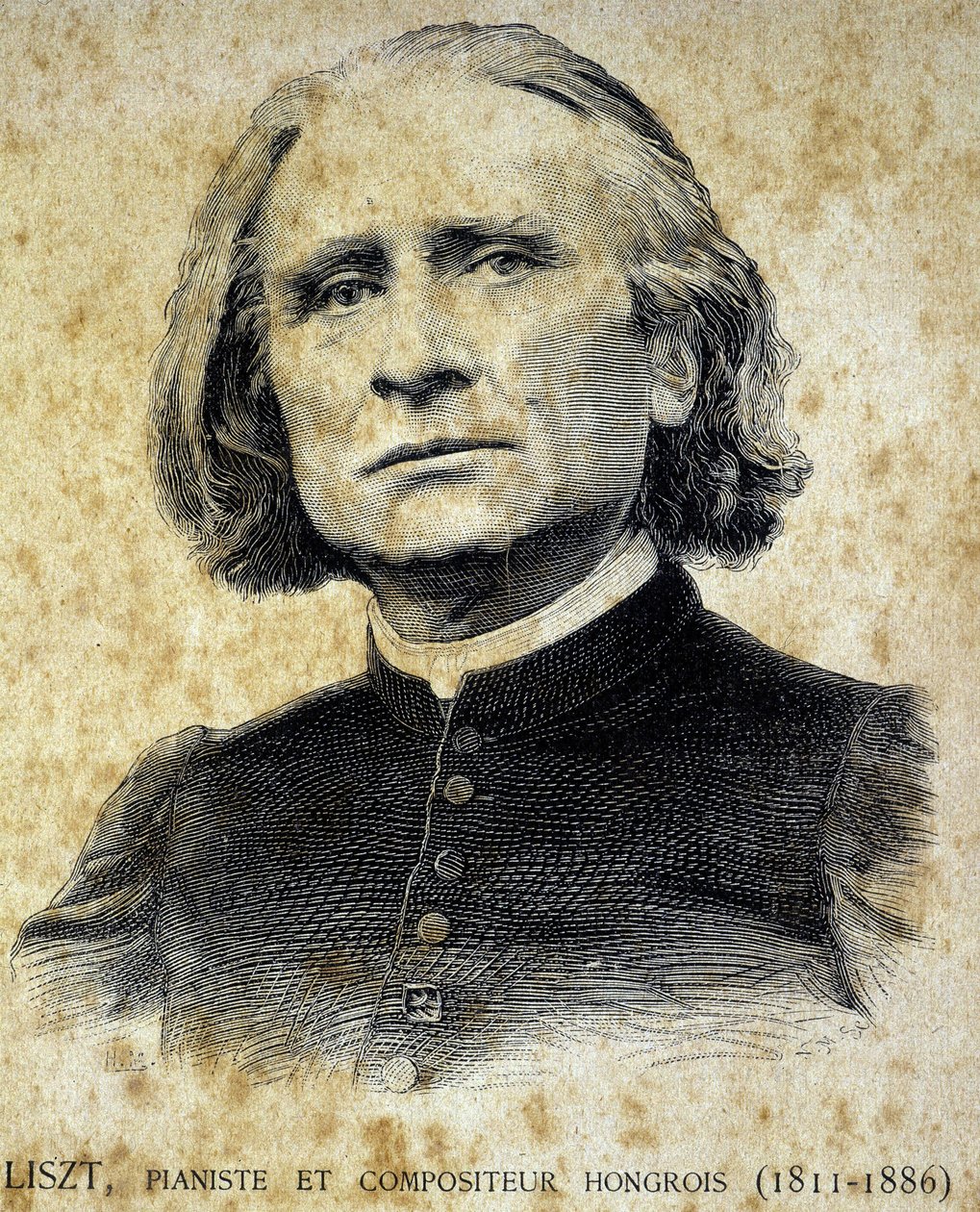 Portret Franciszka Liszta, węgierskiego pianisty i kompozytora (1811 - 1886) - w „Les Contemporains””, b.d. koniec XIX wieku. autorstwa Unknown artist