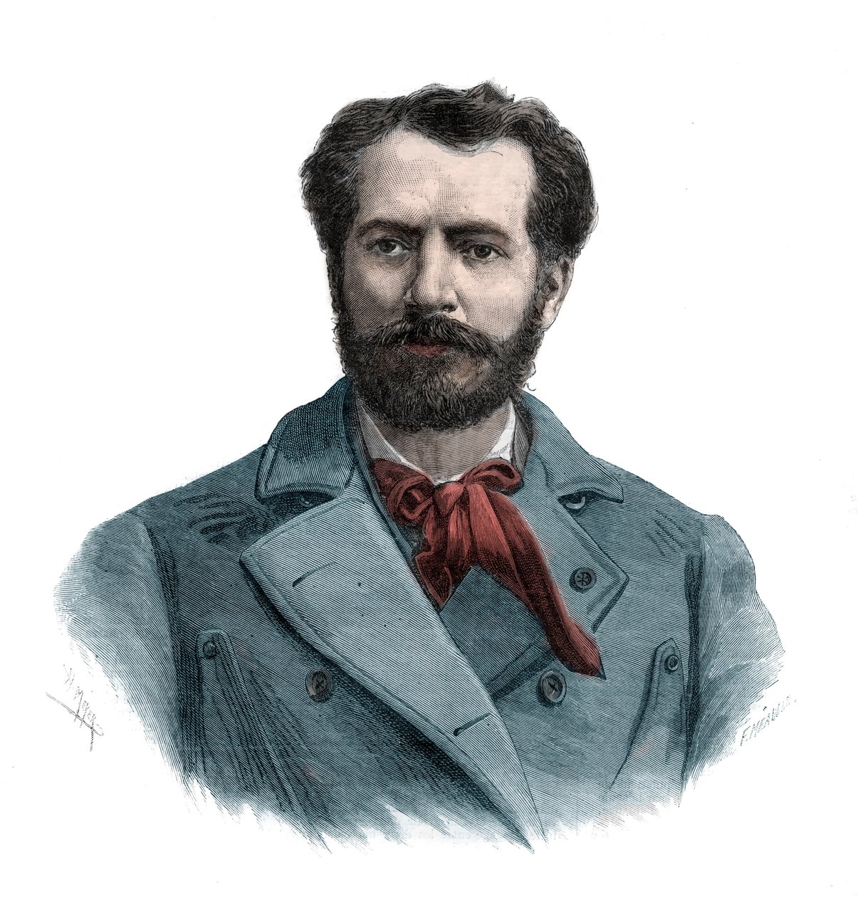 Portret Fryderyka Augusta Bartholdiego (1834-1904), francuskiego rzeźbiarza - rycina 1883 autorstwa Unknown artist