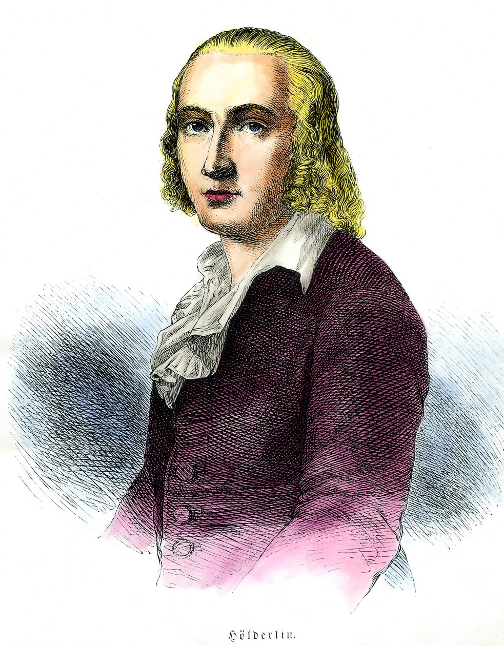 Portret Friedricha Holderlina (1770-1843) Niemiecki poeta Rycina XIX w. Ze zbiorów prywatnych autorstwa Unknown artist