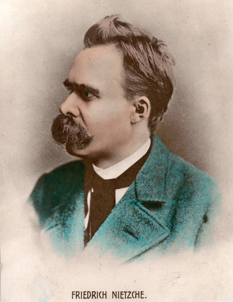 Portret Friedricha Nietzschego (1844 - 1900), niemieckiego filozofa. Rycina XIX wieku. Prywatna kolekcja. autorstwa Unknown artist