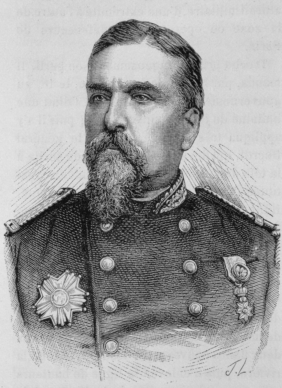 Portret generała Ducrota (1817 - 1882). Rycina z końca XIX wieku w „Histoire de France” H. Martina. autorstwa Unknown artist