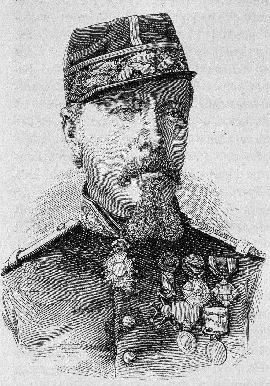 Portret generała Lecomte rozstrzelanego przez powstańców w 1871 r. Rycina z końca XIX wieku w „Histoire de France” H. Martina. autorstwa Unknown artist