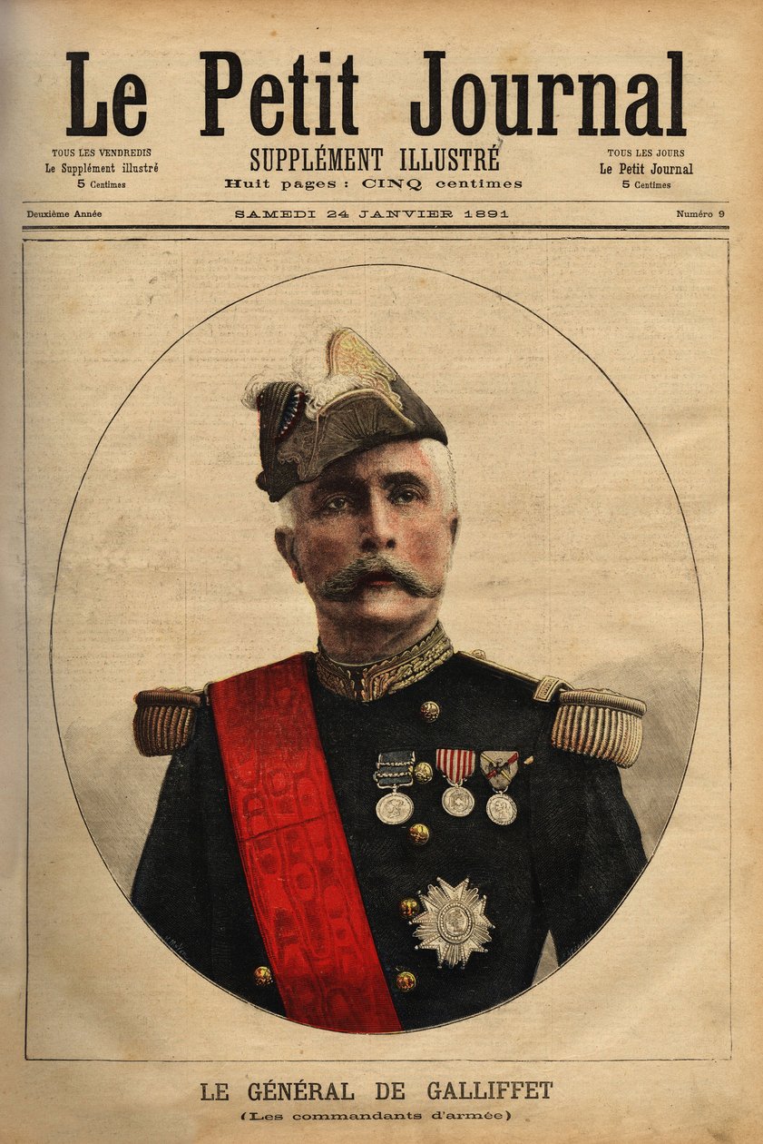 Portret generała markiza Gastona de Galliffeta (1830-1909), dowódcy armii, kandydata na prezydenta republiki w 1879 i ministra wojny w 1899. Rycina w „Le petit journal illustrious”” 24.01.1891. Kolekcja Selvy. autorstwa Unknown artist
