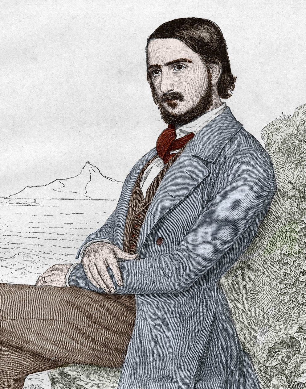 Portret Georgesa (Georga) Herwegha (1817-1875) niemieckiego poety, na podstawie obrazu C. HITZA. autorstwa Unknown artist