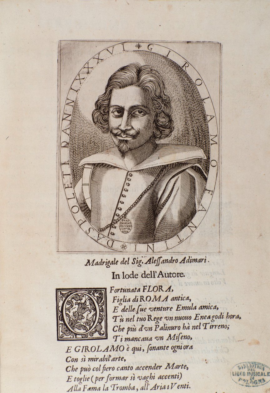 Portret Gerolamo Fantiniego (strona tytułowa jego Metody nauki gry na trąbce) autorstwa Unknown artist