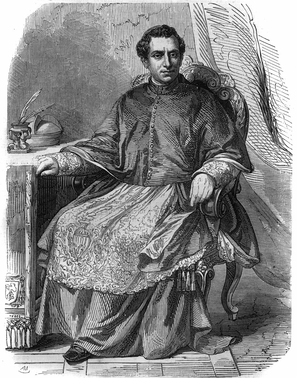 Portret Giacomo Antonelli (1808-1878), włoskiego kardynała i sekretarza stanu rządu papieskiego. autorstwa Unknown artist