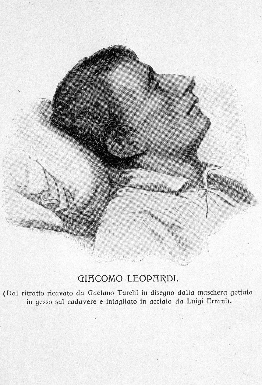 Portret Giacomo Leopardiego na łożu śmierci autorstwa Unknown artist