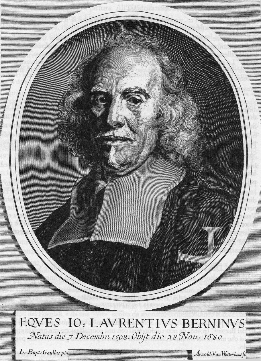 Portret Gian Lorenzo (Gianlorenzo) Berniniego znanego jako Bernini (1598-1680) (1598-1680), włoskiego rzeźbiarza, malarza i architekta. Grawer autorstwa Arnolda Van Westerhouta z 1682 roku. autorstwa Unknown artist