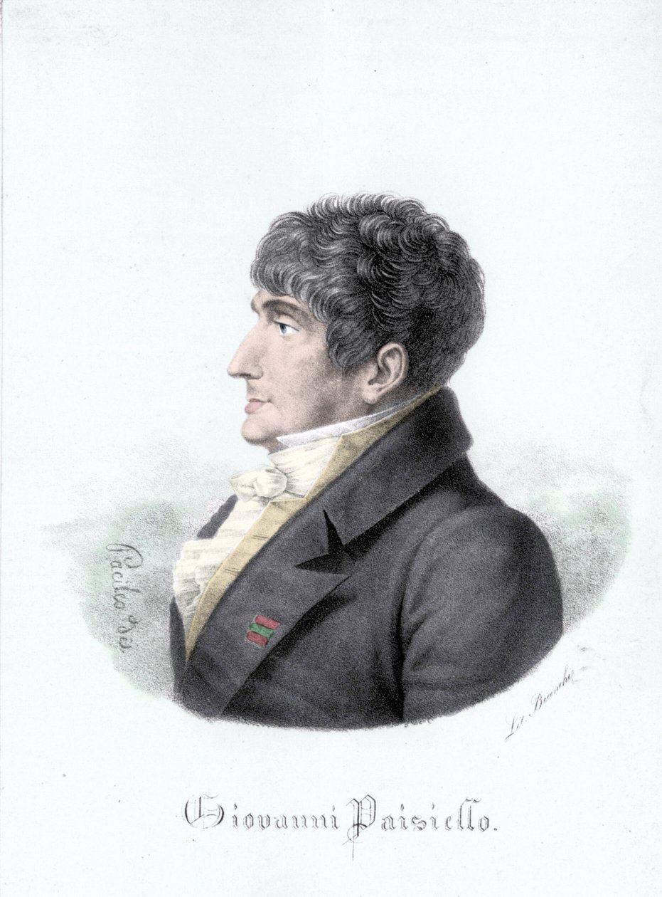 Portret Giovanniego Paisiello (lub Paesiello lub Paesieillo) (1740-1816), włoskiego kompozytora. Rycina XIX wieku autorstwa Unknown artist
