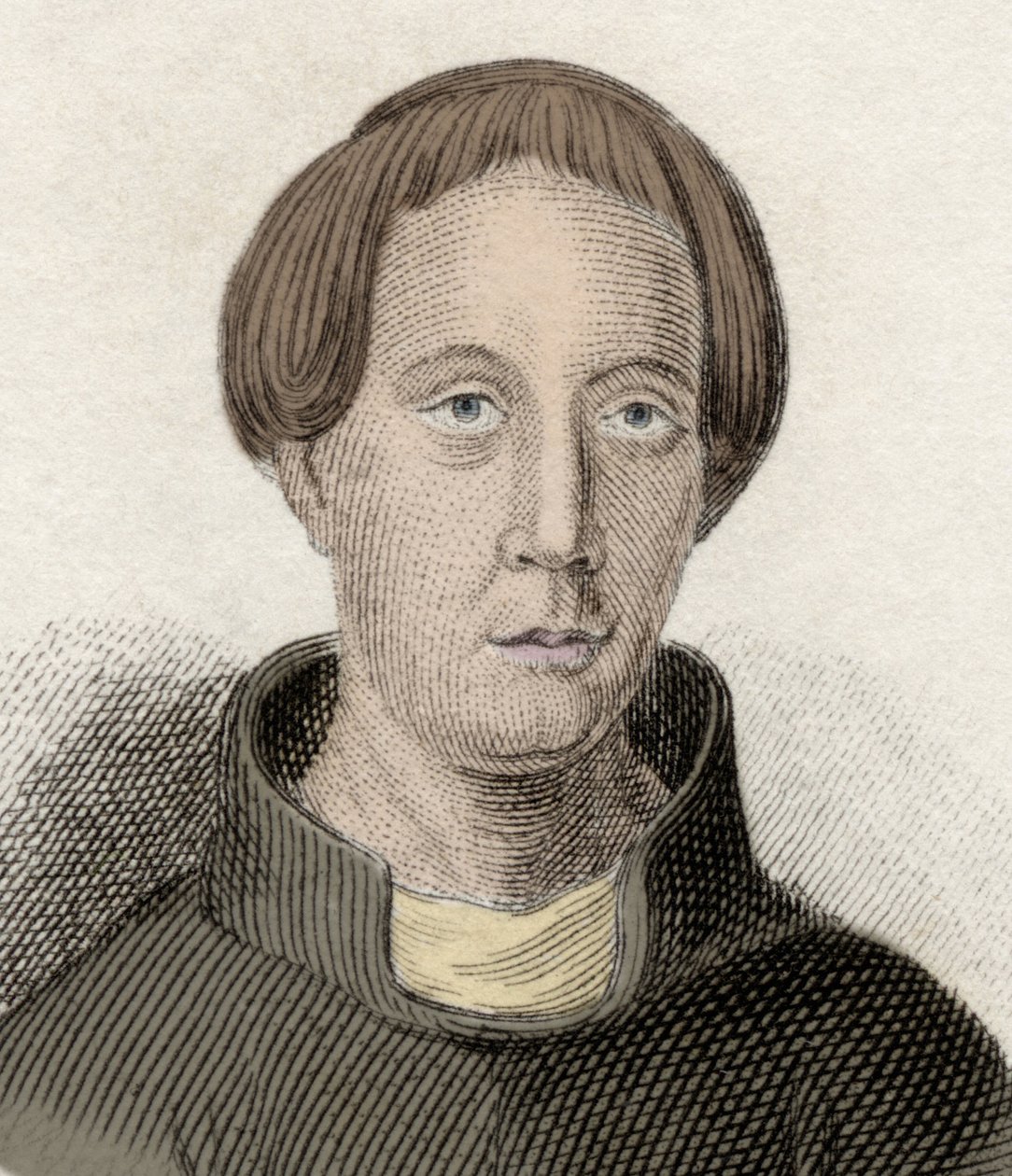 Portret Girauda de Barri lub Girauda kambru (ok. 1145-ok. 1223), walijskiego duchownego i historyka. Zwany także Gerallt Gymro, Gerald of Wales i Gerald Barry. Rycina XIX wieku. autorstwa Unknown artist