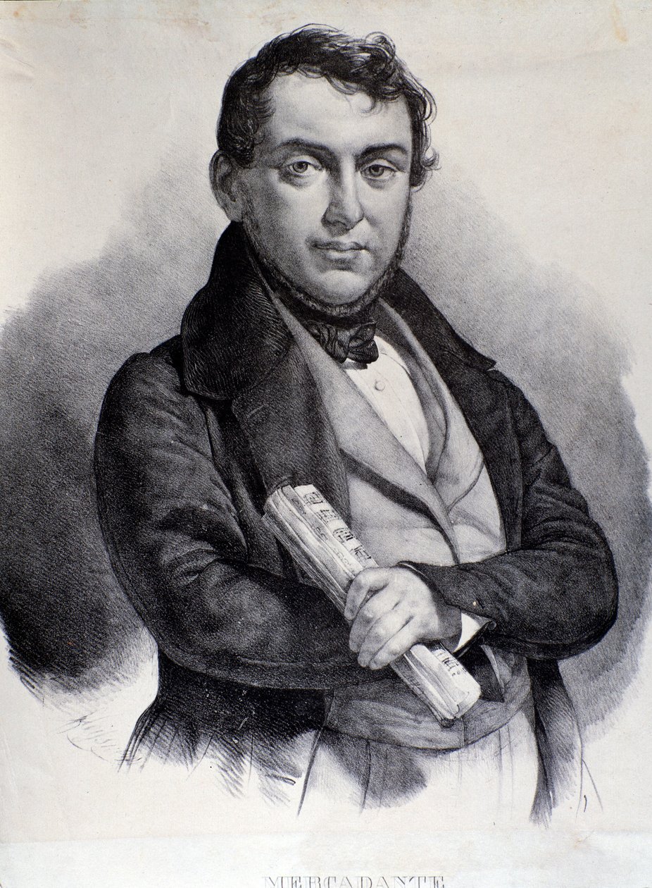 Portret Giuseppe Saverio Mercadante (litografia) autorstwa Unknown artist