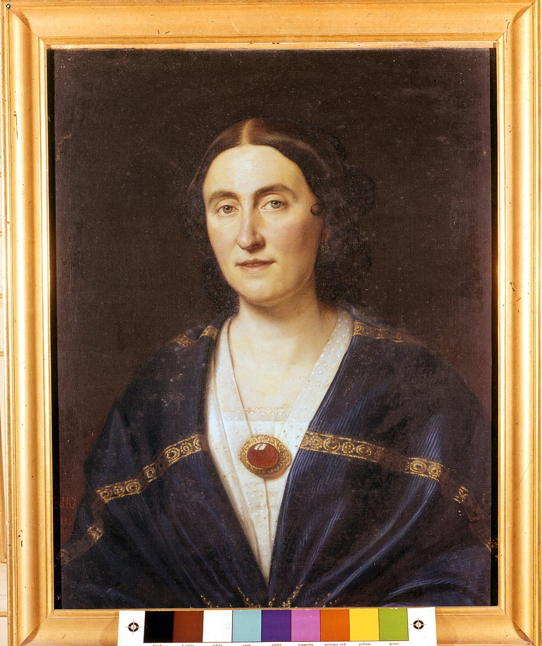Portret Giuseppy Strepponi (1815-1897), sopranistki i żony Giuseppe Verdiego ”” Anonimowy obraz. Około 1850 r. Sant