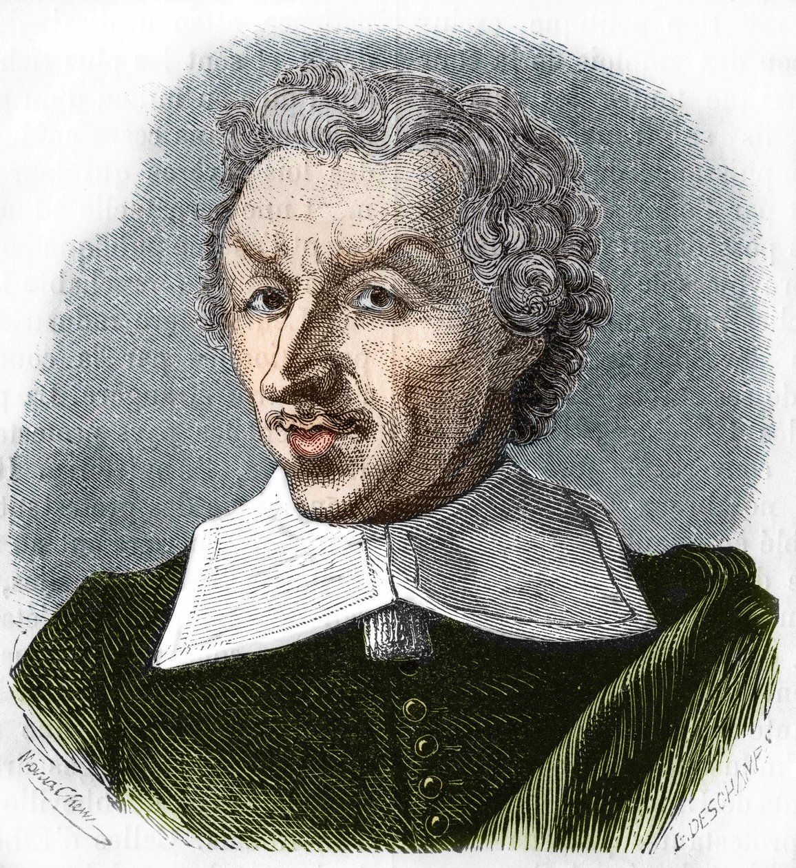Portret Gui (Facet) Patin. Francuski lekarz i pisarz (1601-1672). Rycina z 1866 r. autorstwa Unknown artist