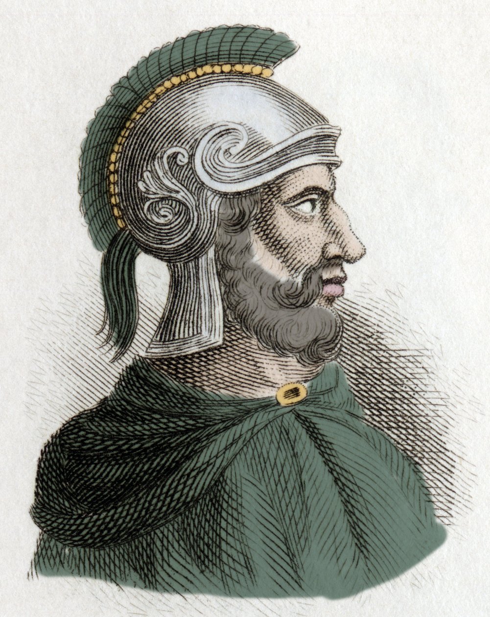 Portret Hamilcara Barca (lub Barcas) (około 275-228 pne), męża stanu i generała Kartaginy, założyciela dynastii Barcidów i ojca Hannibala. Rycina XIX wieku. autorstwa Unknown artist