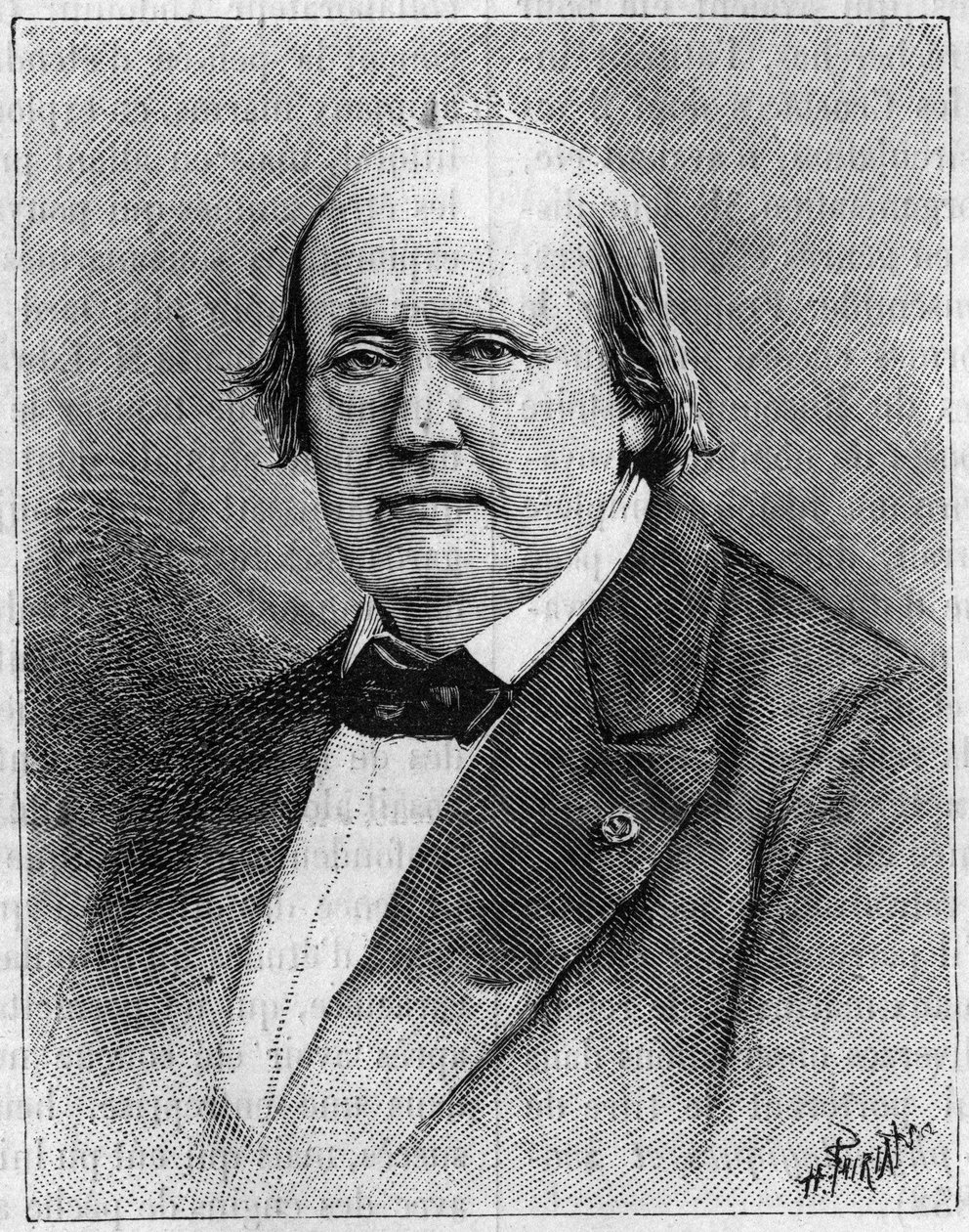 Portret Henri Milne Edwardsa (Milne-Edwards) (1800-1885), francuskiego przyrodnika. (Z fotografii). Grawerowanie w „”Natura: przegląd nauk i ich zastosowania w sztuce i przemyśle”” z 8 sierpnia autorstwa Unknown artist