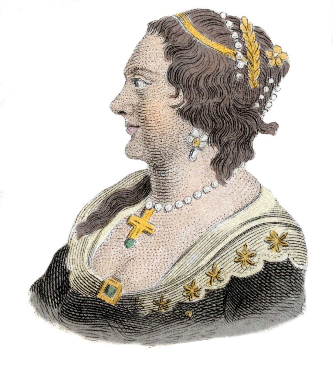 Portret Henriette Marie z Francji (1609-1669), królowej Anglii. Rycina XIX wieku autorstwa Unknown artist
