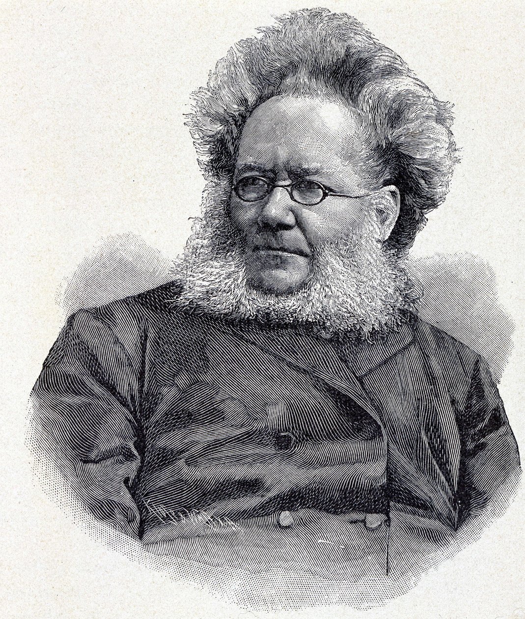 Portret Henrika (Henri) Johana Ibsena (1828-1906), norweskiego poety i dramaturga, rycina XIX wiek autorstwa Unknown artist