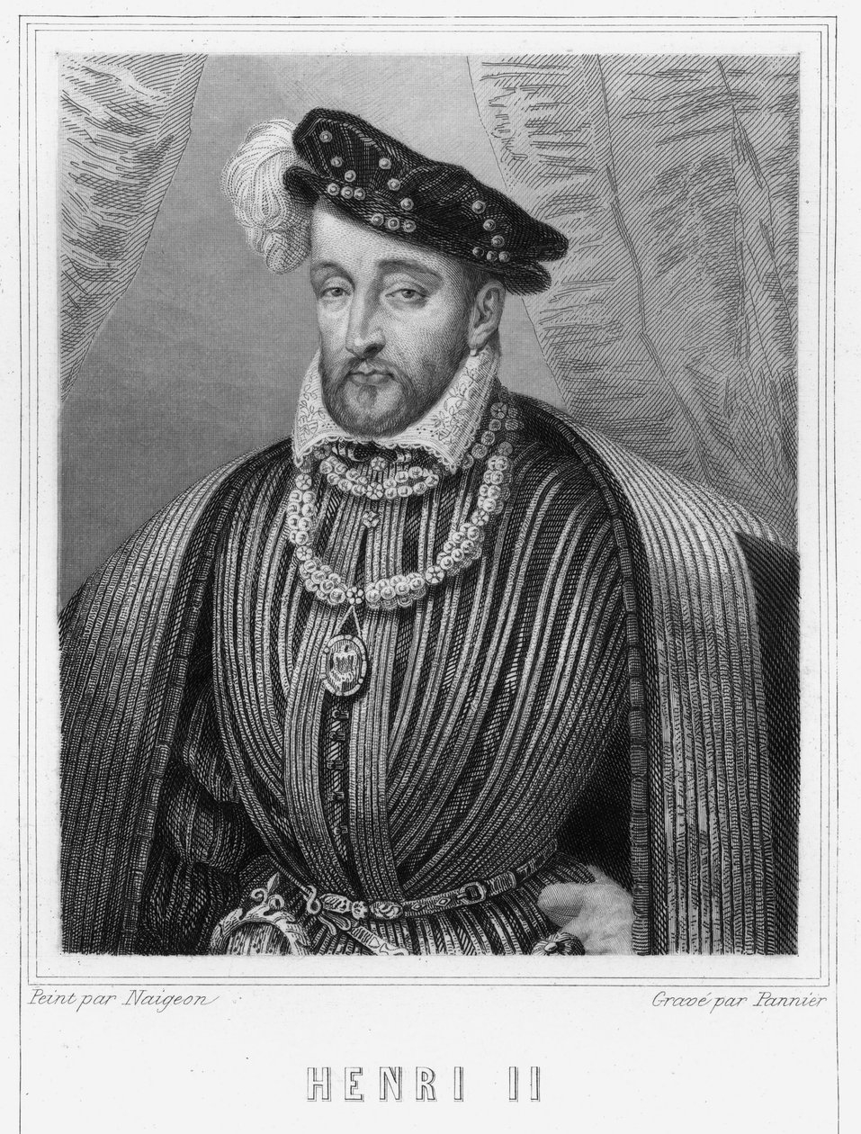 Portret Henryka II (1519 - 1559), króla Francji - w „Histoire des Français” Lavallée, rycina, sd. autorstwa Unknown artist
