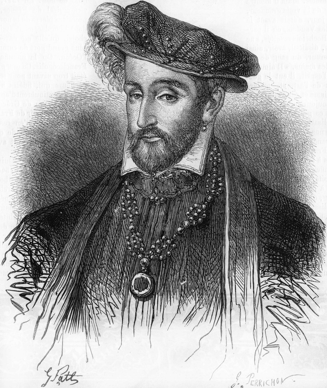 Portret Henryka II króla Francji (1519-1559), rycina z XIX wieku. autorstwa Unknown artist