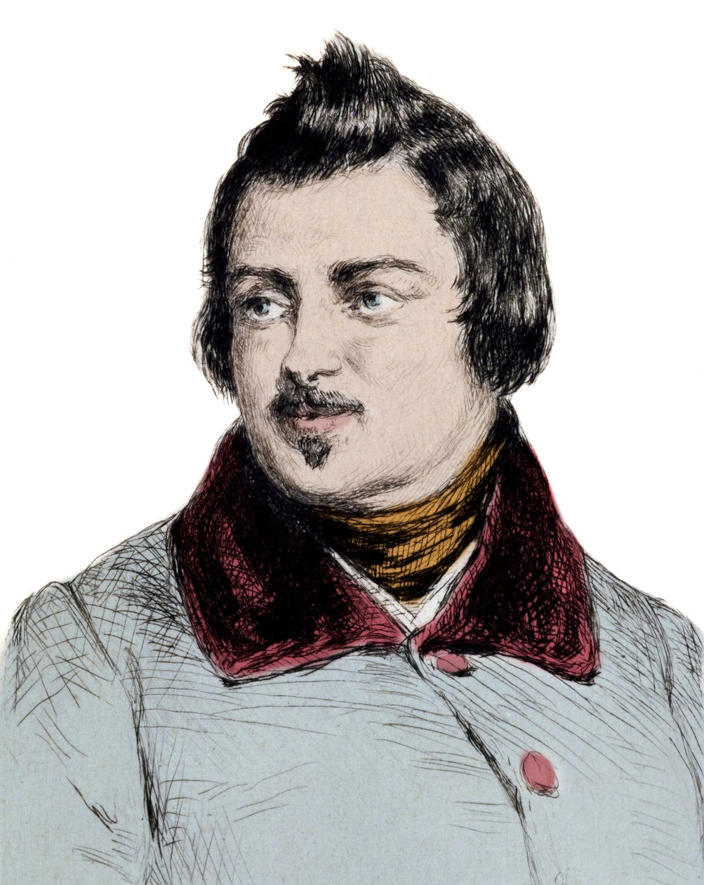 Portret Honore de Balzac (1799-1850) Grawerowanie angielskiego pisarza autorstwa Unknown artist