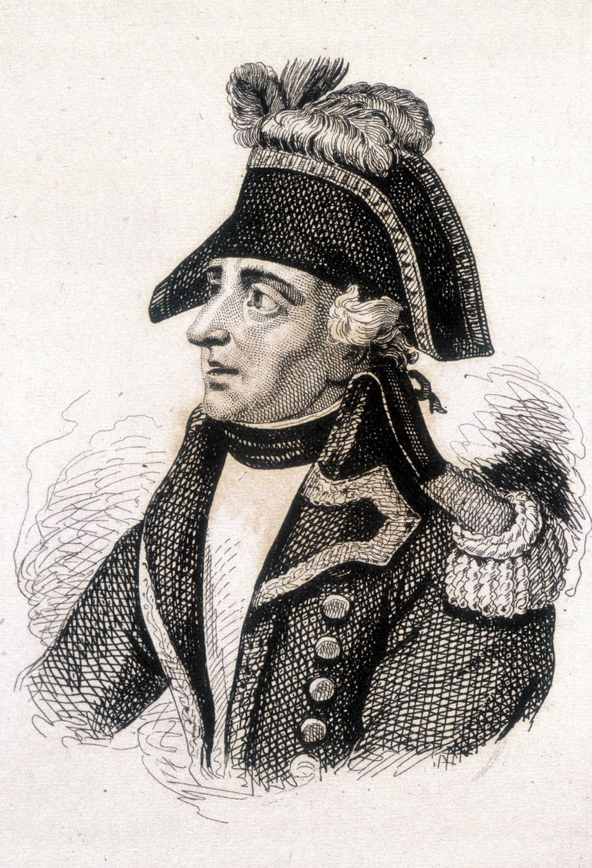 Portret Jacquesa Francois Coquille, dit Dugommier (1739 - 1794), francuskiego generała. Grawerowanie XIX wieku. autorstwa Unknown artist