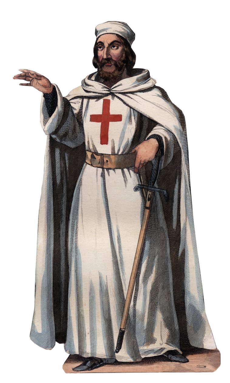 Portret Jakuba z Molay (Jacques de Molay) (Molai) (1243-1314), wielkiego mistrza templariuszy. Rycina z 1842 roku w „Histoire des Popes” Maurice