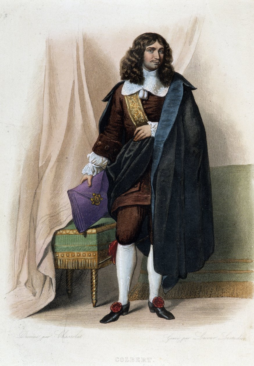Portret Jeana Baptiste (Jean-Baptiste) Colbert (1619-1683), francuskiego męża stanu (1619 - 1683) - w „Le Plutarque francais” autorstwa Mennecheta autorstwa Unknown artist