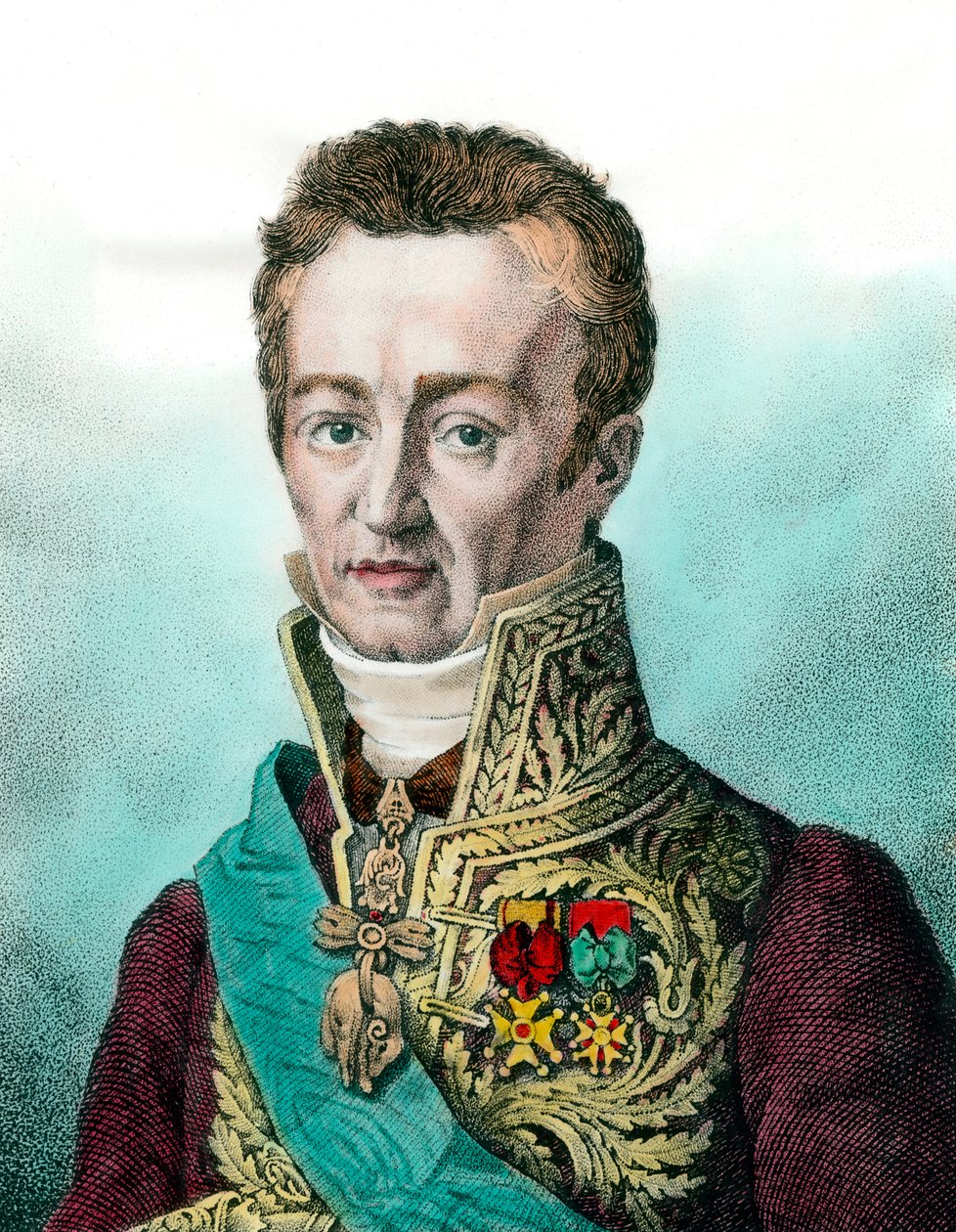 Portret Jeana Baptiste (Jean-Baptiste), hrabiego de Villele (1773-1854) Francuski polityk Grawer z XIX wieku Kolekcja prywatna autorstwa Unknown artist