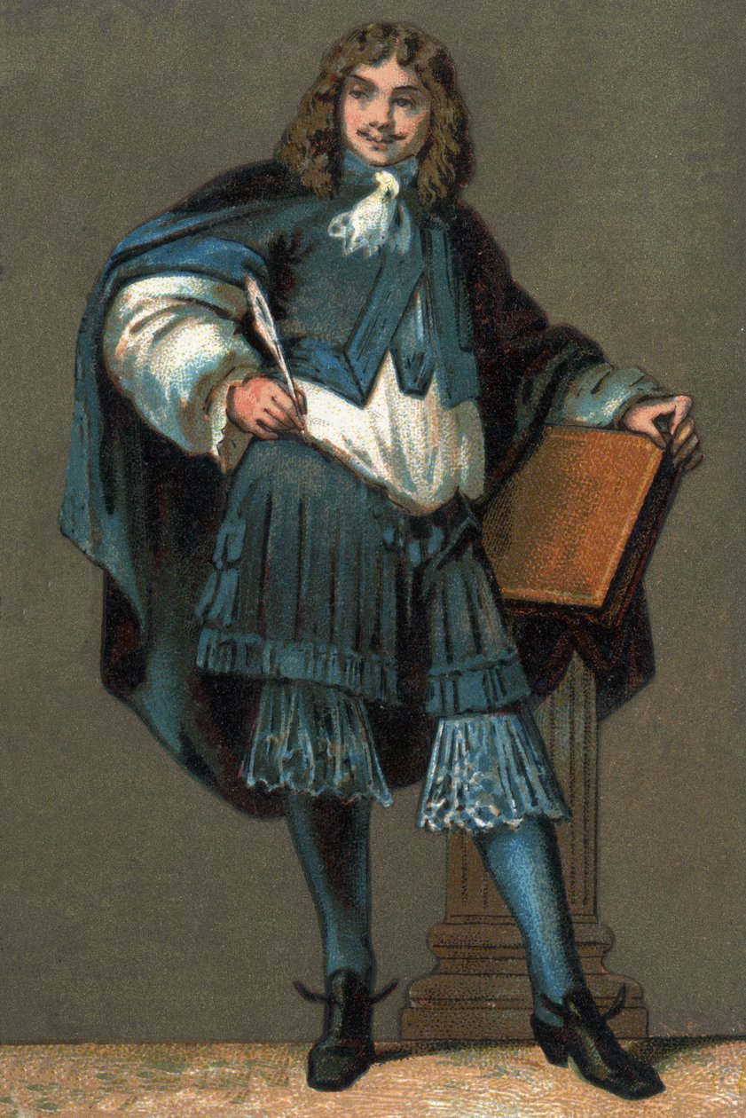 Portret Jeana Baptiste Poquelina dit Moliere (1622-1673) Chromolitografia ok. 1890 r. autorstwa Unknown artist