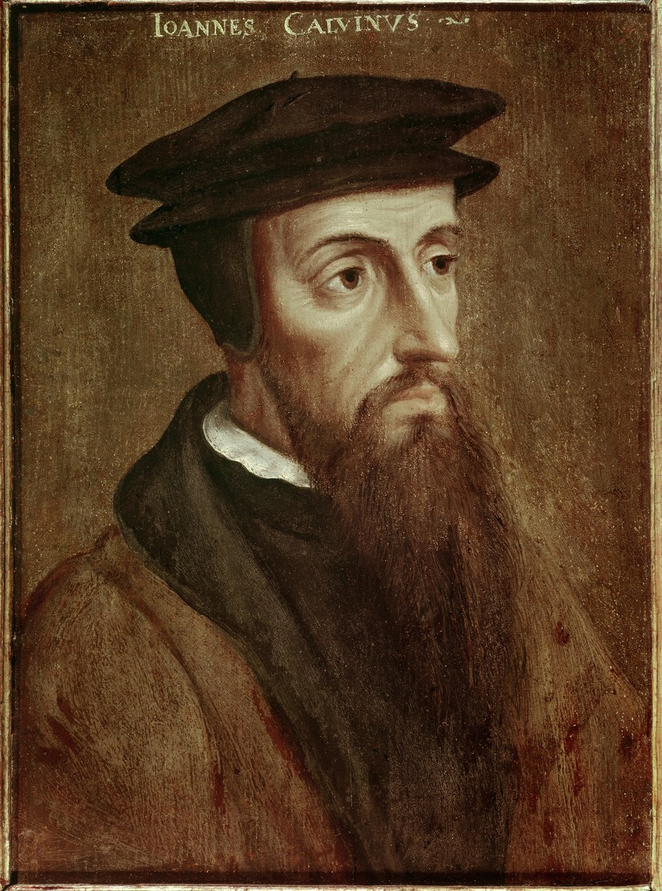 Portret Jean Calvin (Jean Cauvin) Francuski reformator i pisarz (1509-1564) Malarstwo anonimowe. 1550. Rotterdam. Musee Boymans Van Beuningen – Portret Johna Calvina (Jean Cauvin), francuskiego pisarza, teologa i pastora w okresie reformacji protestanckiej autorstwa Unknown artist