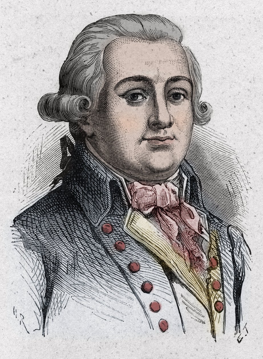 Portret Jeana Francois (Jean-Francois) Delacroix, dit Lacroix Francuski polityk (1754-1794). Grawerowanie z 1889 roku. autorstwa Unknown artist