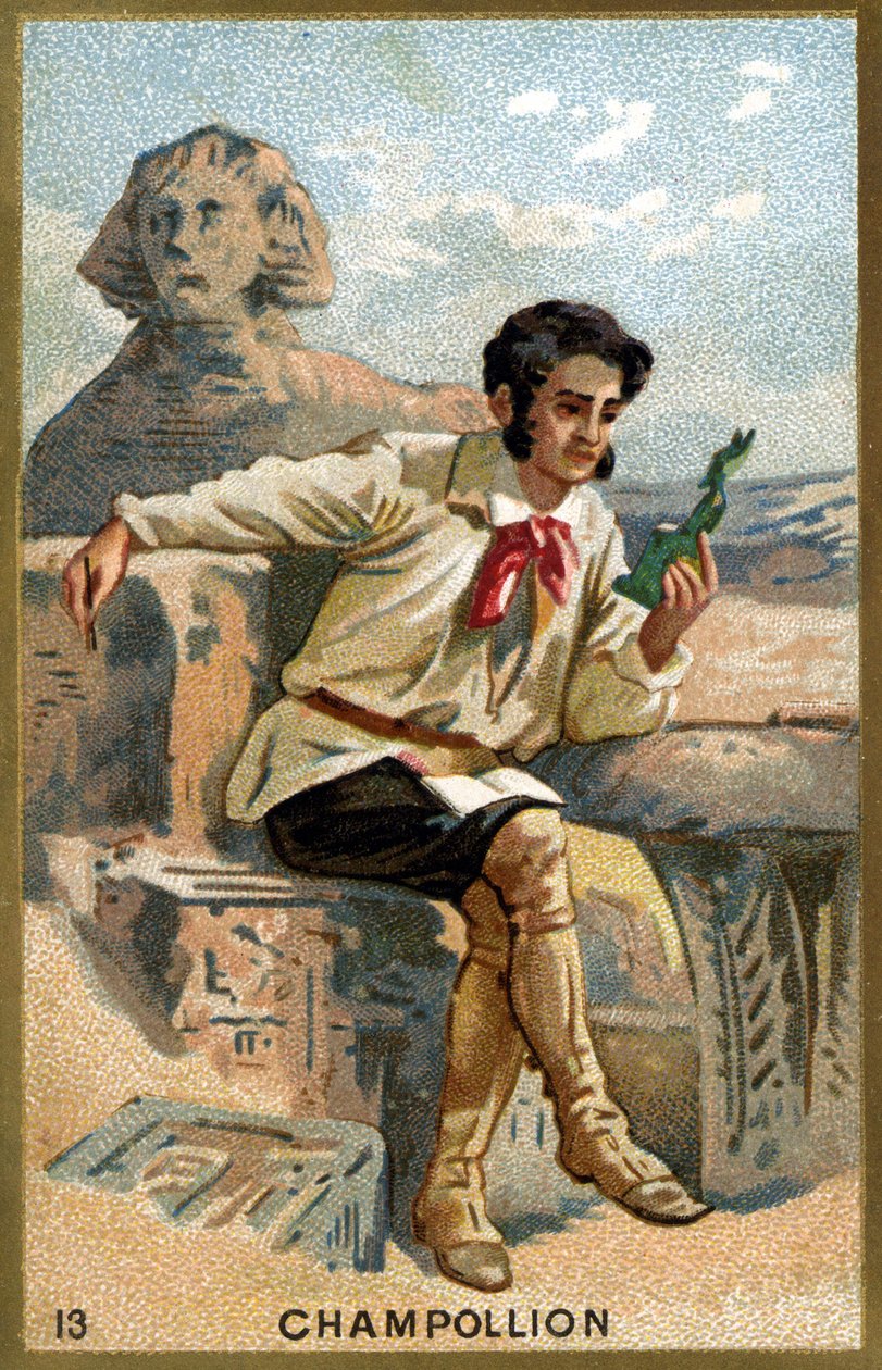 Portret Jeana François (Jean-Francois) Champollion, dit le Jeune (1790 - 1832) francuski egiptolog. Chromolitografia XIX wieku. autorstwa Unknown artist