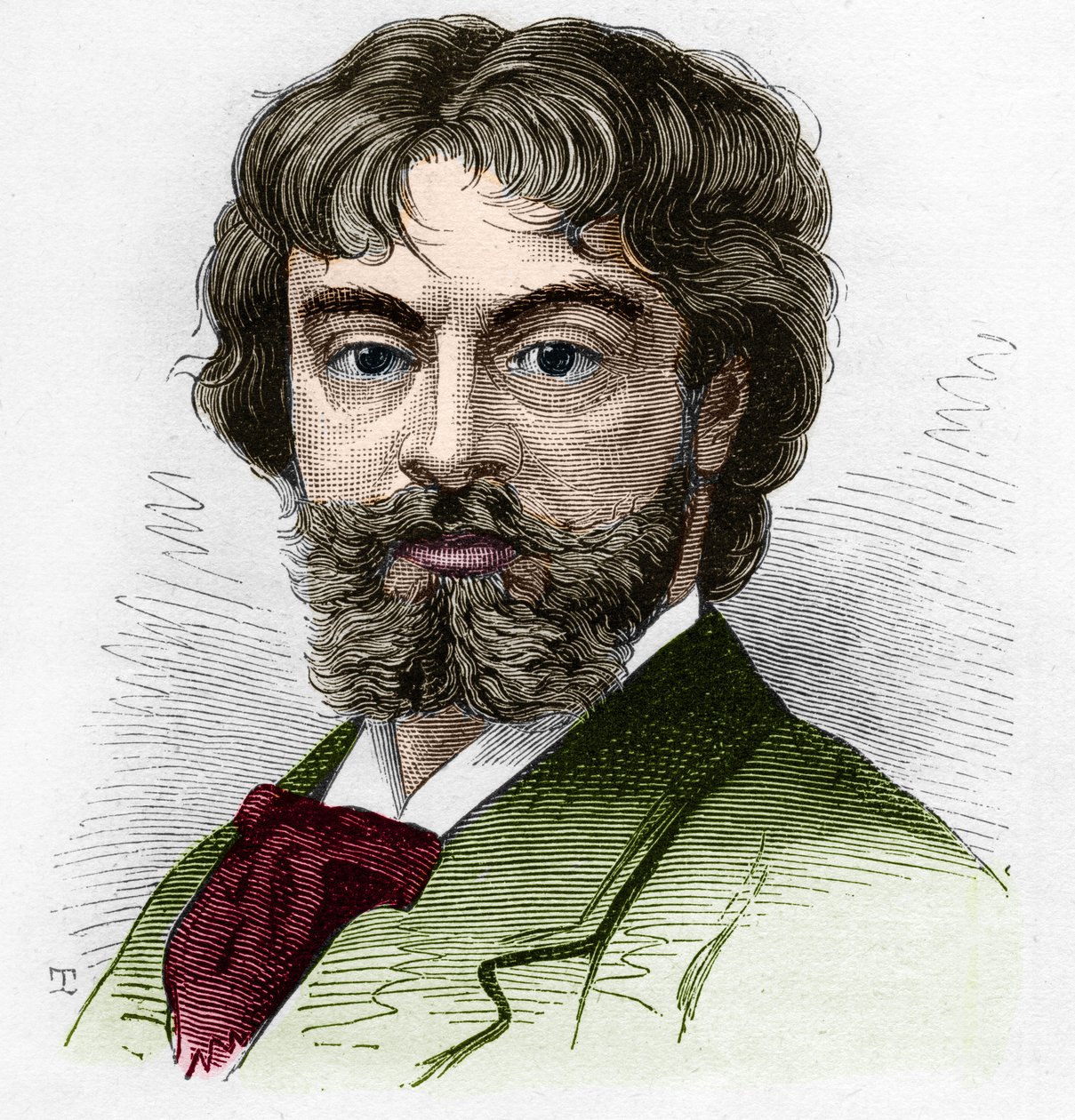 Portret Jean Sully Mounet dit Mounet-Sully (Mounet Sully) (1841-1916), francuskiego komika, członka Komedii Francuskiej. Grawer w „”Le Monde Illustré””n¡1168 z dnia 16 sierpnia 1879 r. autorstwa Unknown artist