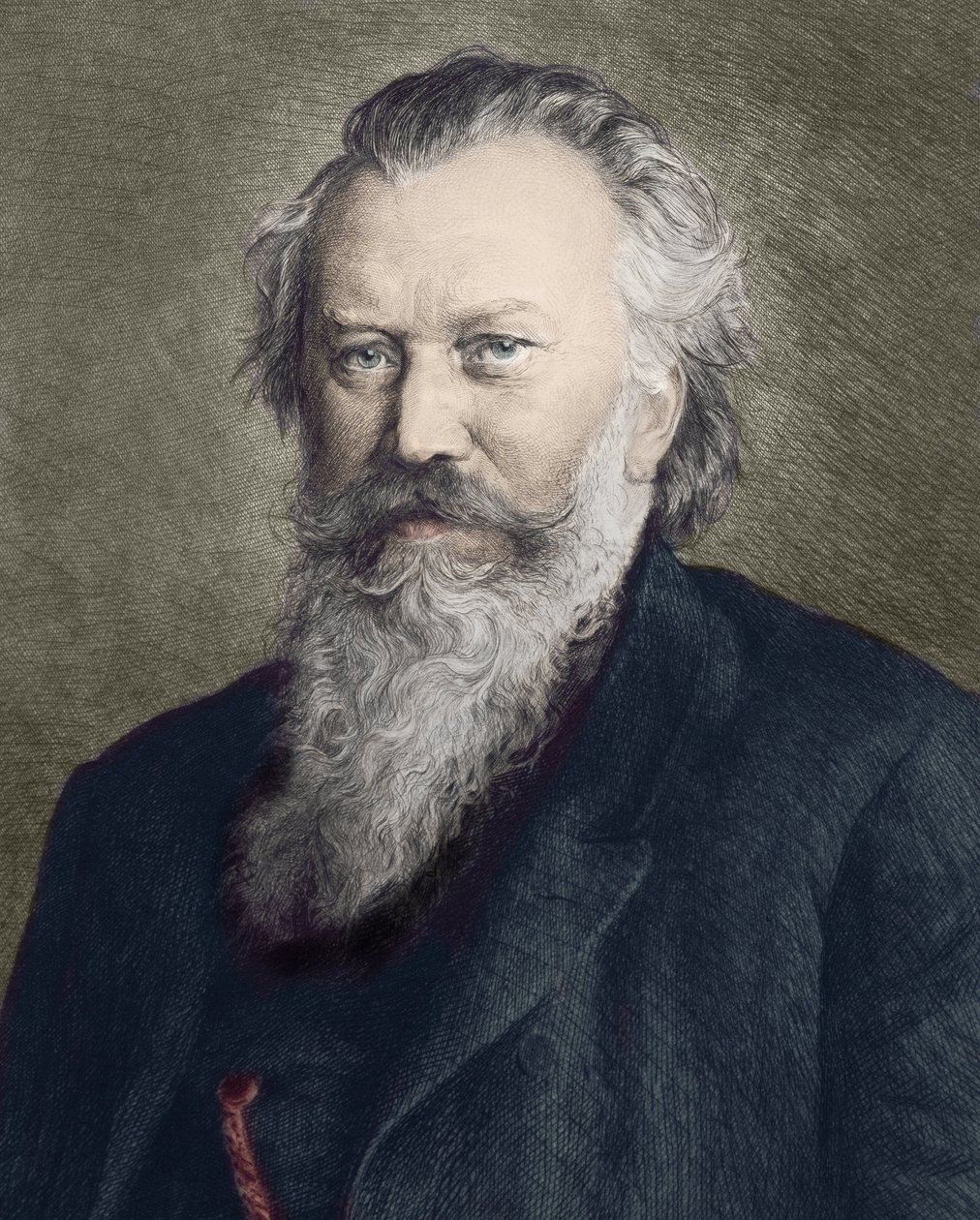 Portret Johannesa Brahmsa (1833 - 1897), niemieckiego kompozytora, pianisty i dyrygenta - autorstwa Unknown artist
