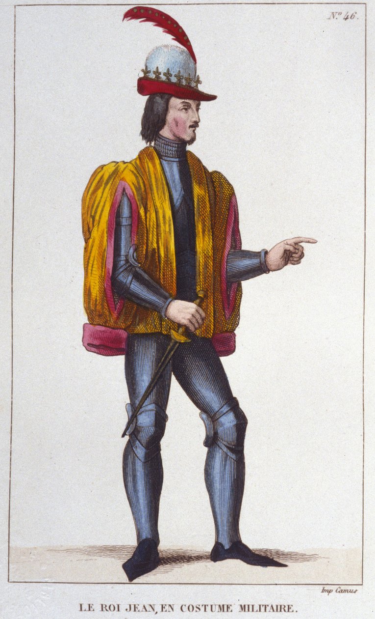 Portret Jana II Dobrego w stroju wojskowym (1319 - 1364), grawer króla Francji z 1830 r autorstwa Unknown artist