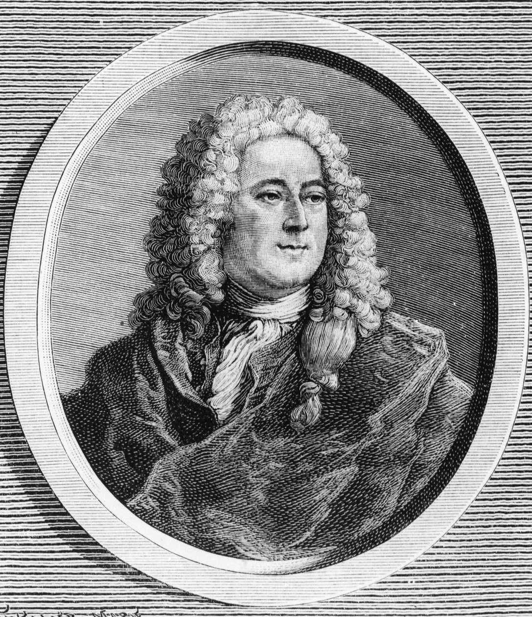 Portret Johna Lawa (1671 - 1729), szkockiego finansisty, który doprowadził do bankructwa w 1720 r. (Wydarzenie przy Rue Quincampoix) - w „La France juive” Edouarda Drumonta. autorstwa Unknown artist