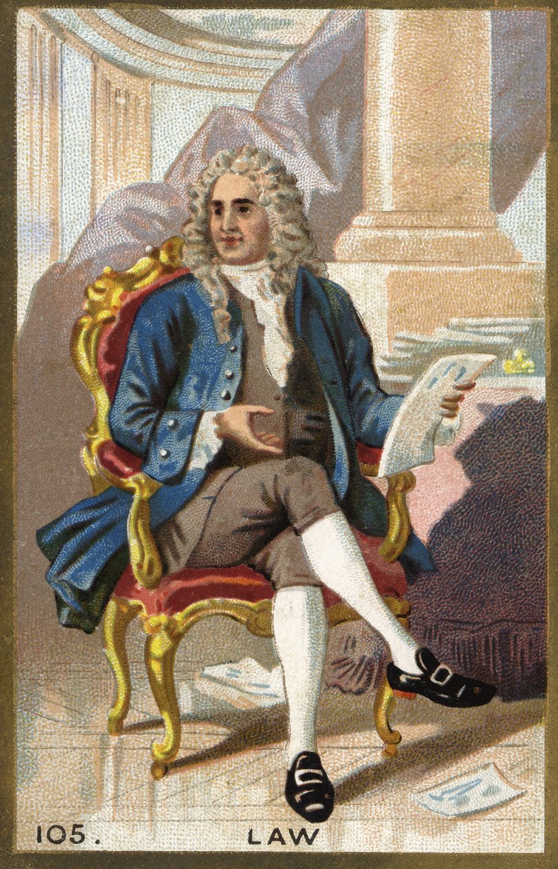 Portret Johna Lawa (1671-1729), szkockiego finansisty. XIX-wieczna chromolitografia. autorstwa Unknown artist