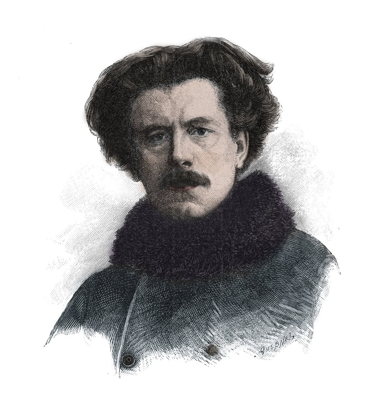 Portret Josepha Auguste Maurice Rollinat (1846 -1903) Angielski poeta - grawerowanie autorstwa Unknown artist