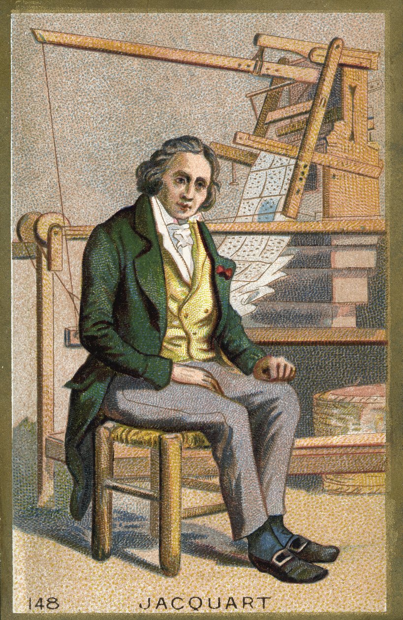 Portret Josepha Marie Jacquarda (1752-1834), francuskiego mechanika przed swoim automatycznym krosnem. autorstwa Unknown artist