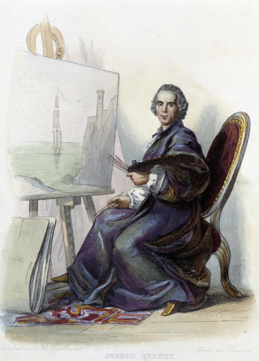 Portret Josepha Verneta, francuskiego malarza, rysownika i rzeźbiarza (1714 - 1789) - w „Le Plutarque Français””, wyd. Mennechet autorstwa Unknown artist