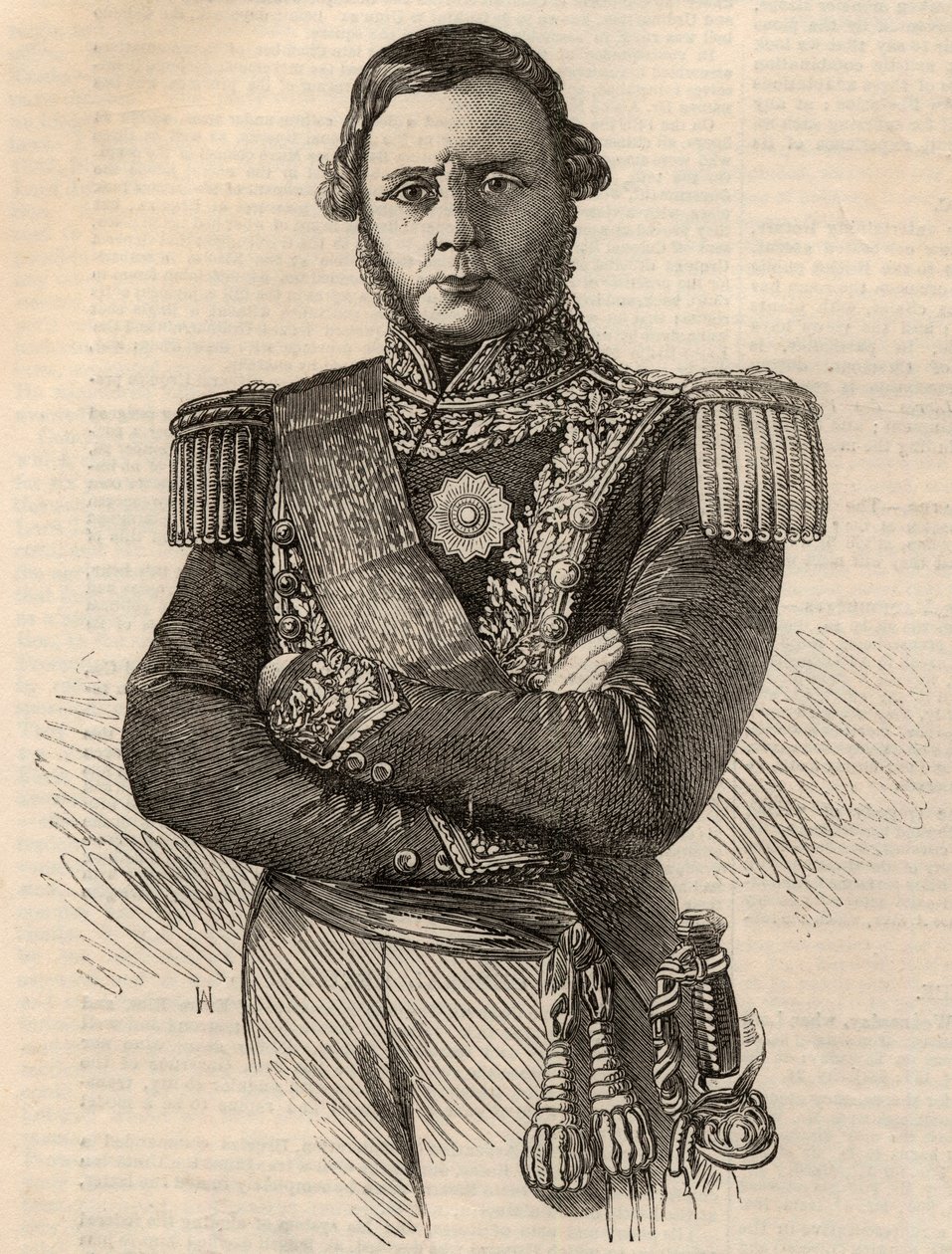 Portret Justo Jose de Urquiza y Garcia 1801-1870 - Grawerowanie generała Argentyny i polityka 1852 autorstwa Unknown artist