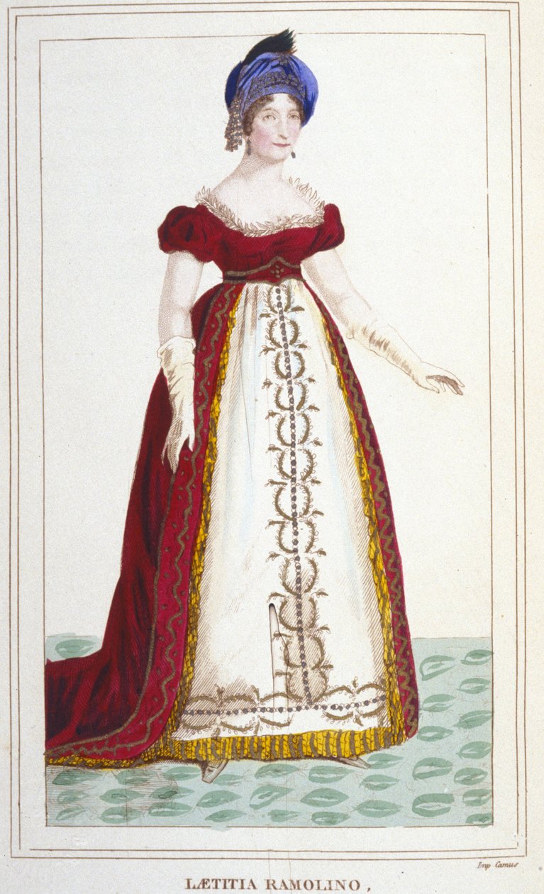 Portret Laetitii Bonaparte (Letizia Maria Ramolino) (1750-1836), matki Napoleona 1. grawerunek z 1830 r autorstwa Unknown artist