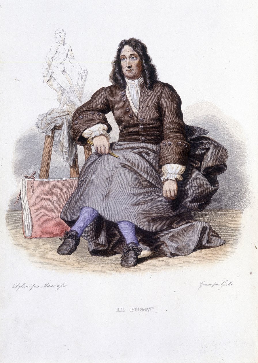 Portret Le Puget (Pierre Puget) francuskiego rzeźbiarza, malarza i architekta (1620 do 1694) - w red. Mennechet, „Le Plutarque francais”” autorstwa Unknown artist