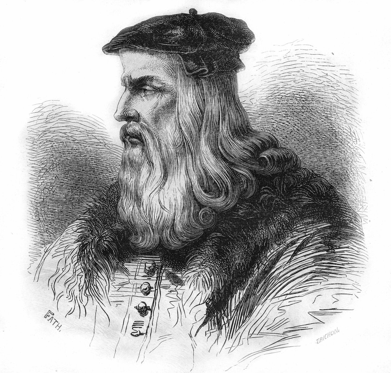 Portret Leonarda da Vinci (Leonardo da Vinci) (1452 - 1519). autorstwa Unknown artist
