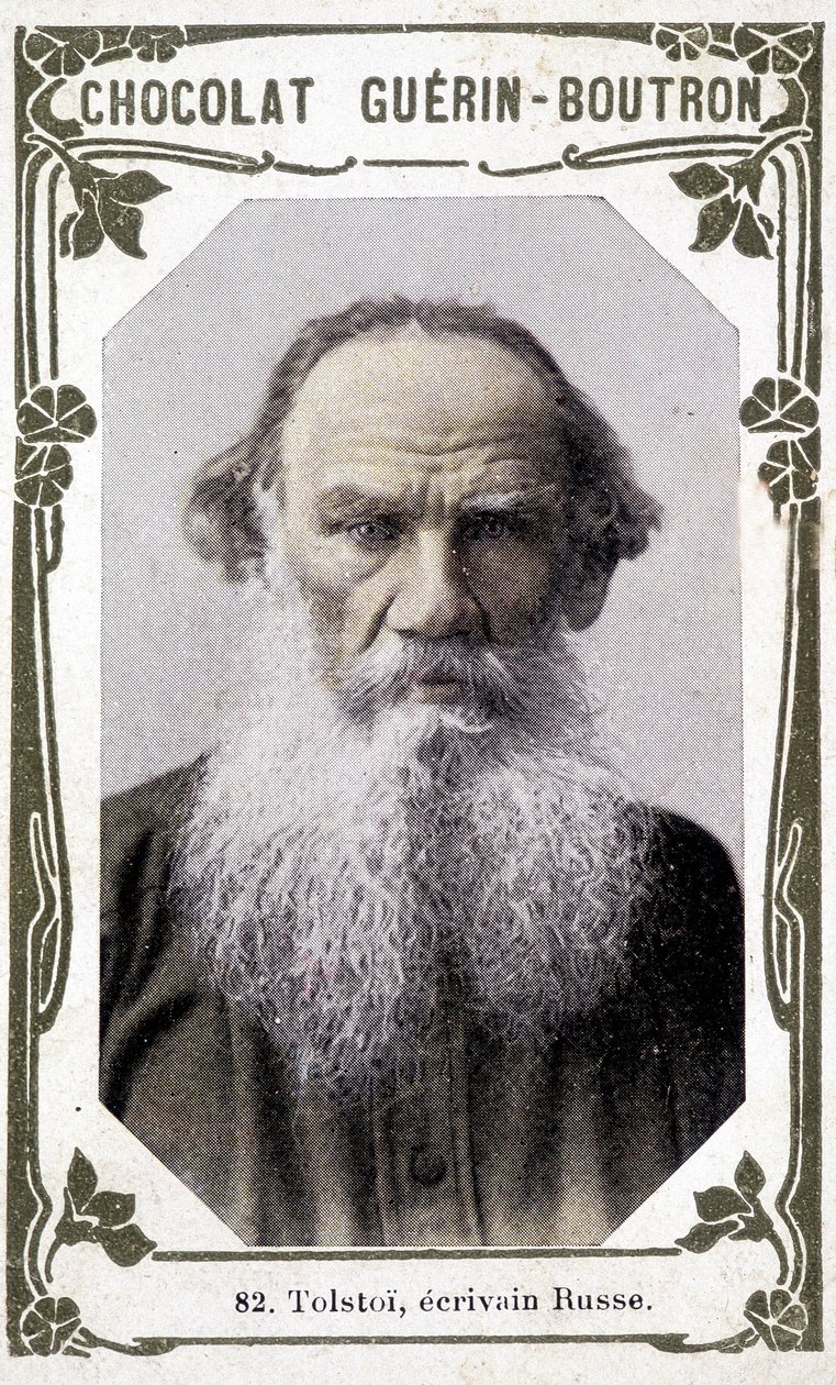 Portret Lwa Nikołajewicza, hrabiego Tołstoja (Lewa Tołstoja), rosyjskiego pisarza (1828-1910). Winieta czekoladek Guérin - Boutron autorstwa Unknown artist