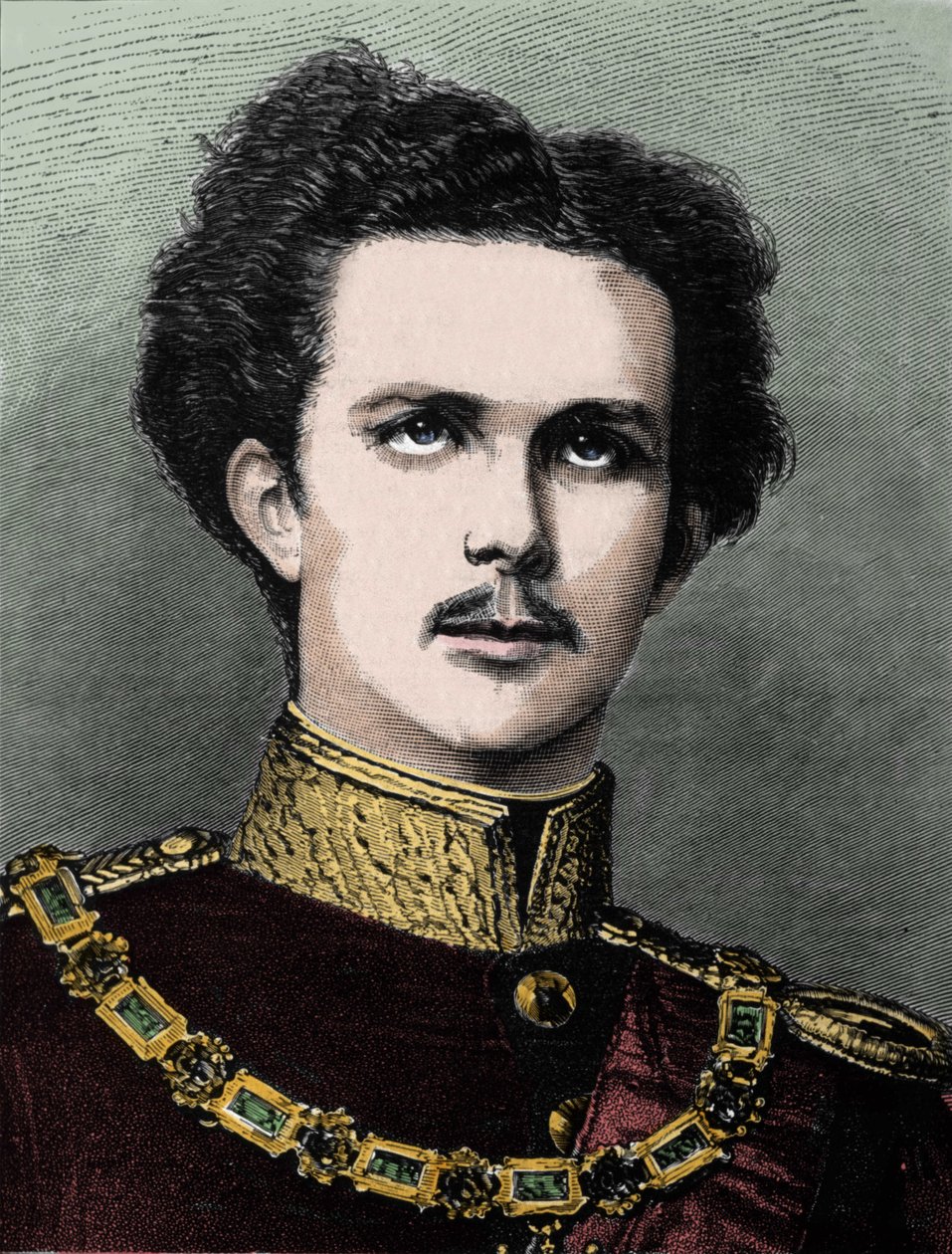 Portret Ludwika II Baviere (Ludwig II Von Bayern) lub Ludwiga Otto Frederika Wilhelma von Wittelsbach (1845-1886) księcia Bawarii, a następnie króla Baviere w latach 1864-1886. autorstwa Unknown artist