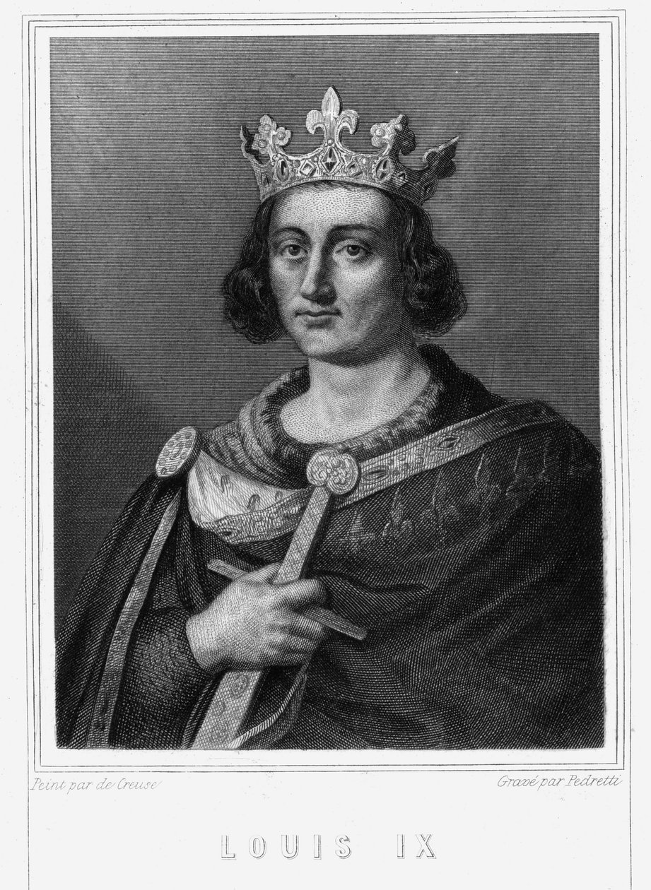 Portret Ludwika IX lub Świętego Ludwika (1214 - 1270), króla Francji - w „Histoire des Français” Lavallée, rycina, sd. autorstwa Unknown artist