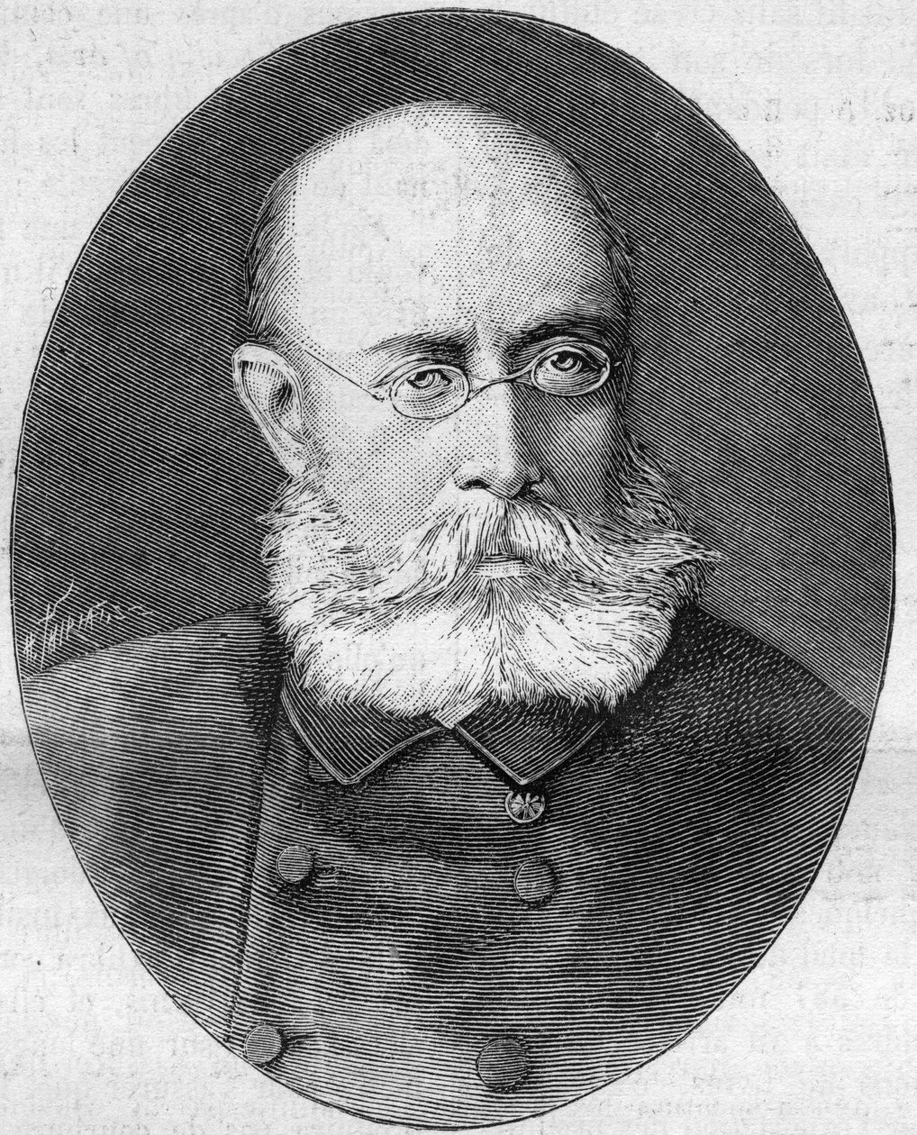 Portret Louisa Leona Cesara Faidherbe (generała Faidherbe) (1818-1889), francuskiego żołnierza i polityka. Grawerowanie w „” Naturze. Czasopismo nauki i jego zastosowania w sztuce i przemyśle. autorstwa Unknown artist