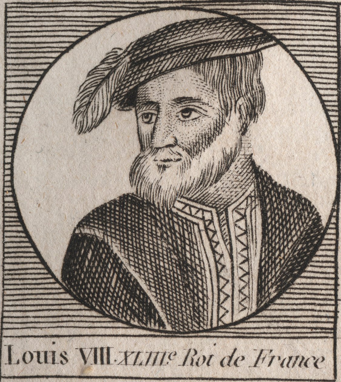 Portret Ludwika VIII (1187-1226) dit le Lion, roi de France - Ludwik VIII Lew (1187-1226) Król Francji od 1223 do 1226 - grawerunek z „Instruction sur l