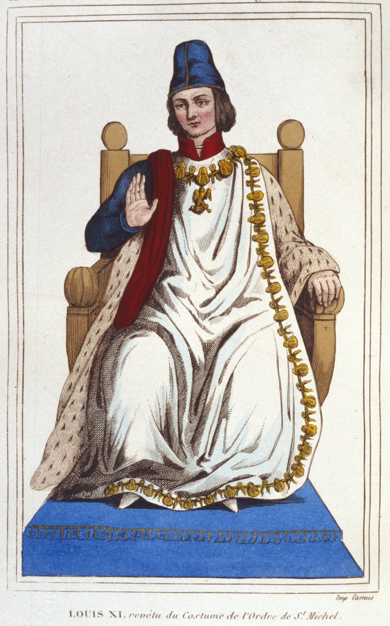 Portret Ludwika XI w stroju Zakonu Świętego Michała (1423-1483). grawerunek z 1830 autorstwa Unknown artist